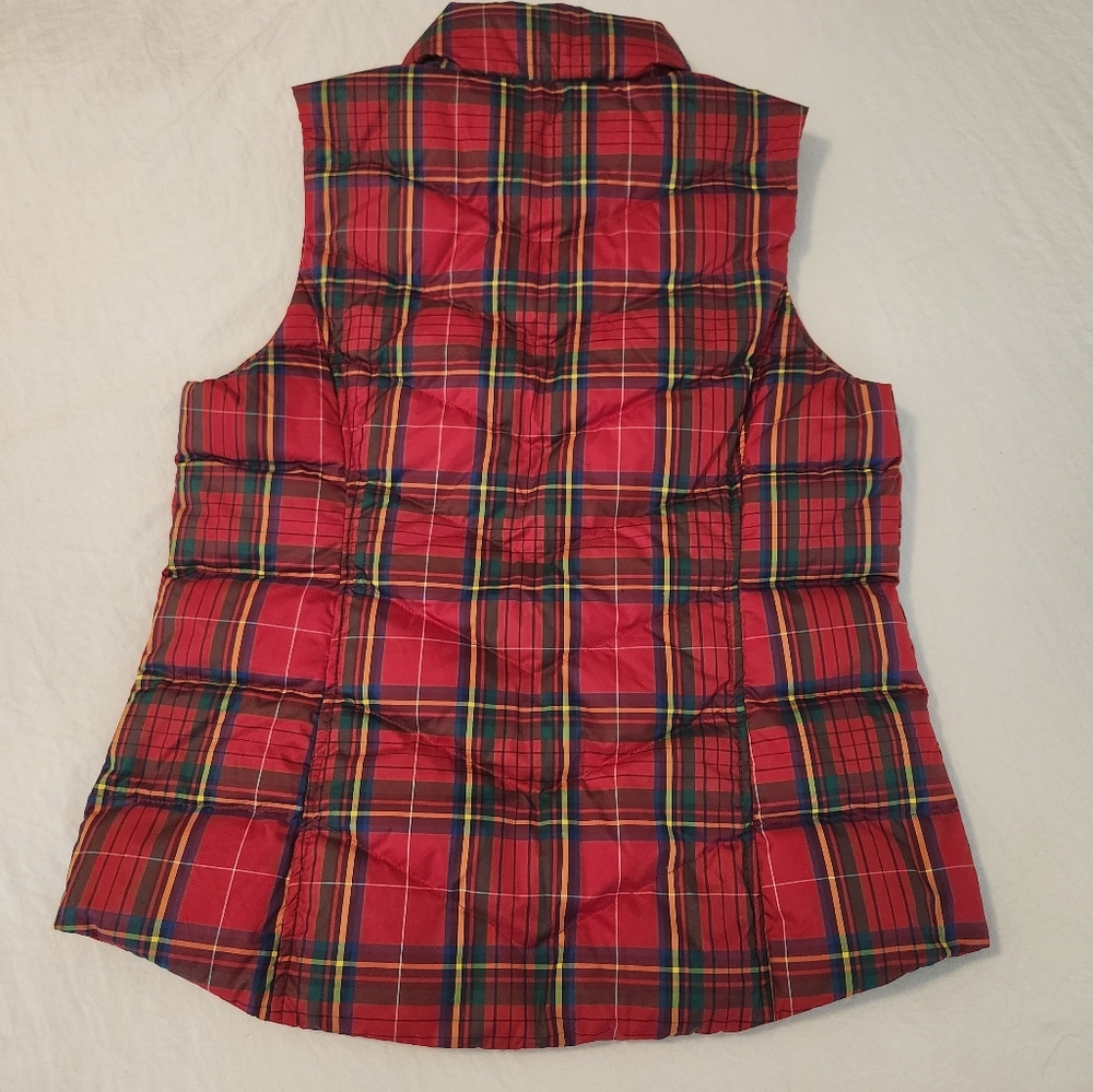 Land's End Small (4-6) Red Plaid Christmas Holiday Winter Vest Puffer Down - Picture 8 of 11